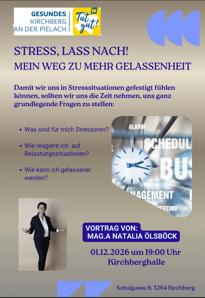 Vortrag: STRESS, LASS NACH! Mein Weg zu mehr Gelassenheit